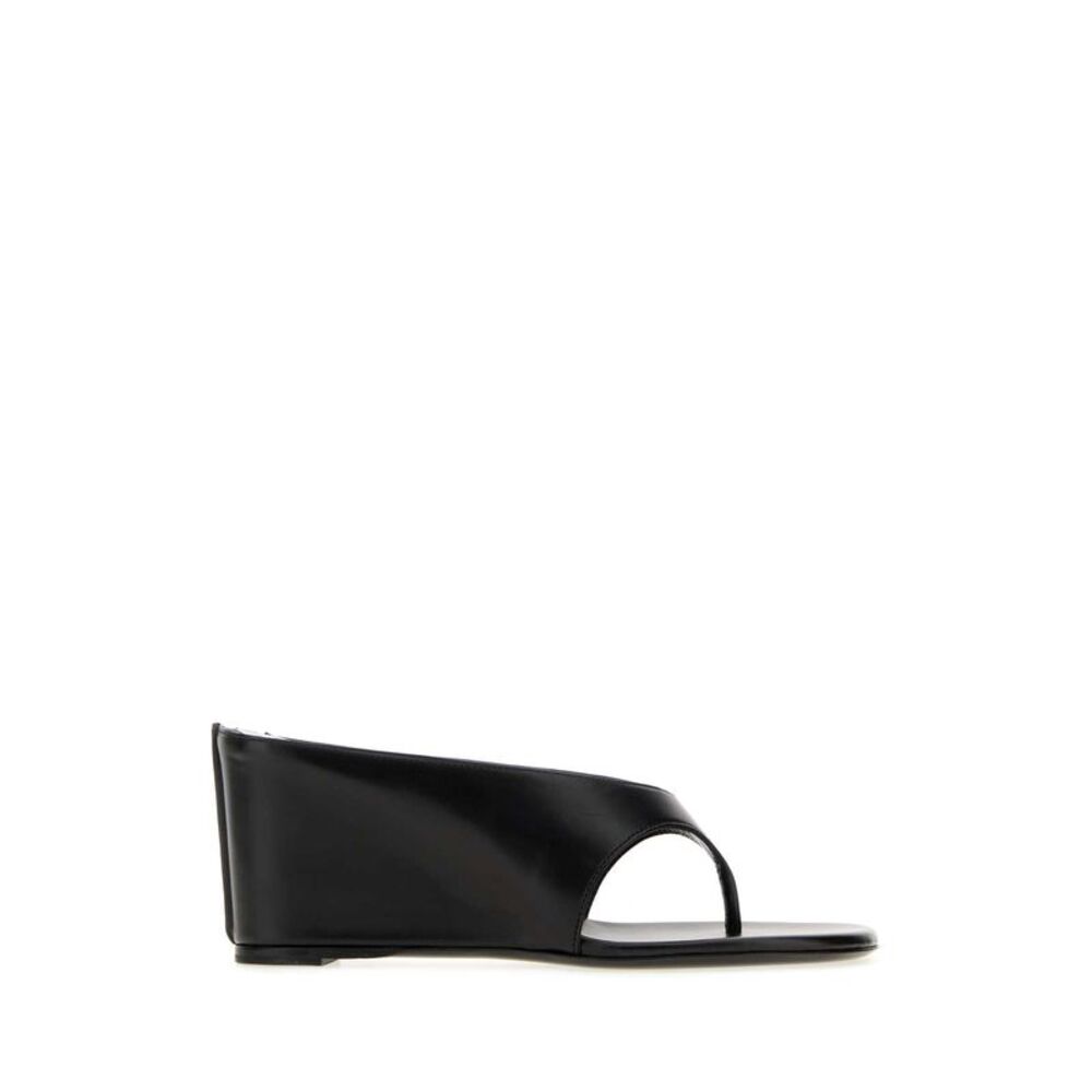 Jude Women Black Leather Yaga Thong Mules